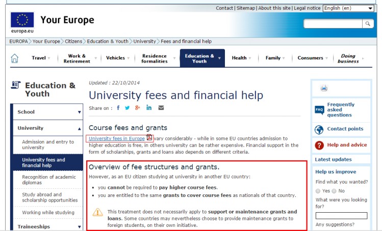 欧盟国家大学学费
